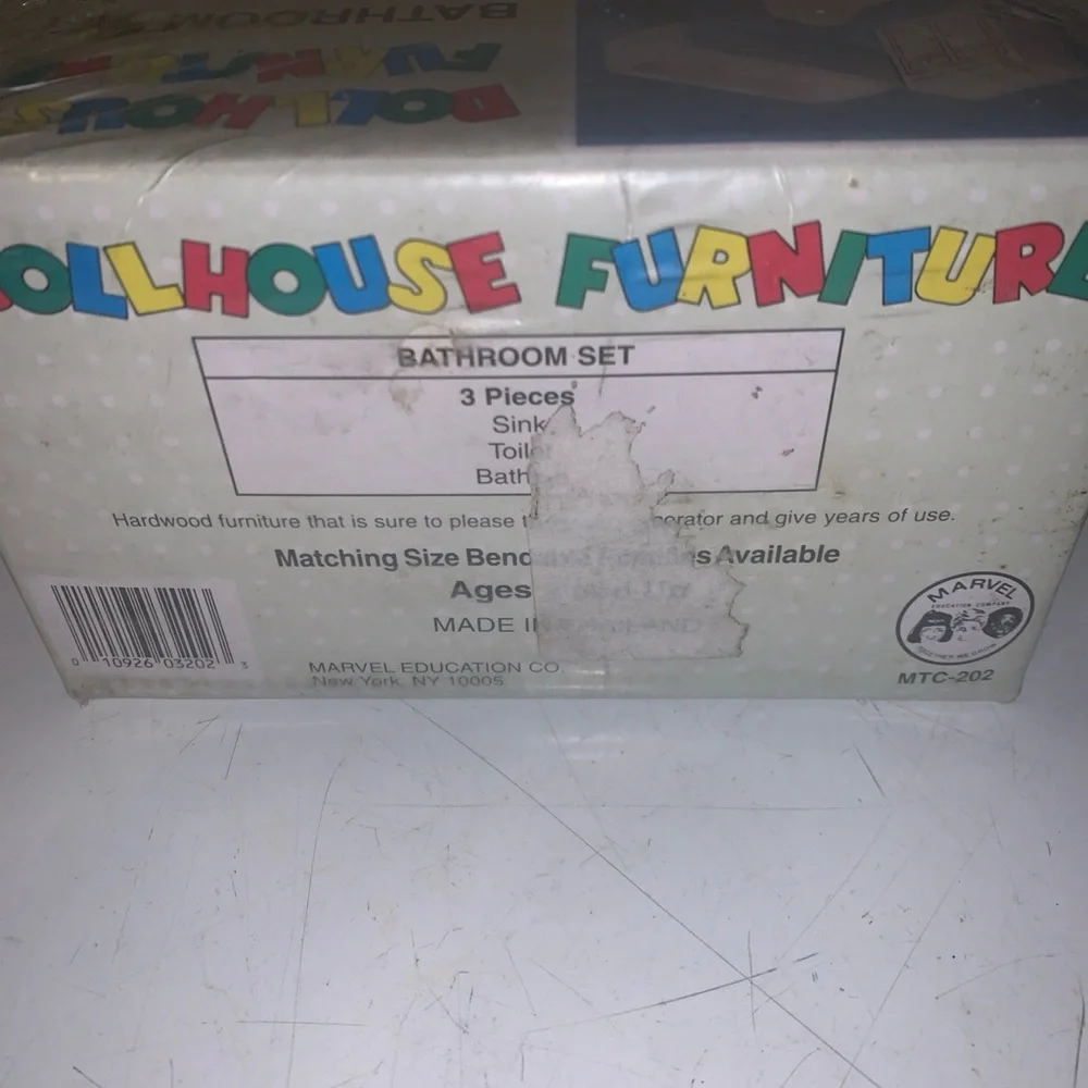 VTG Marvel Education Dollhouse Furniture Bathroom Set